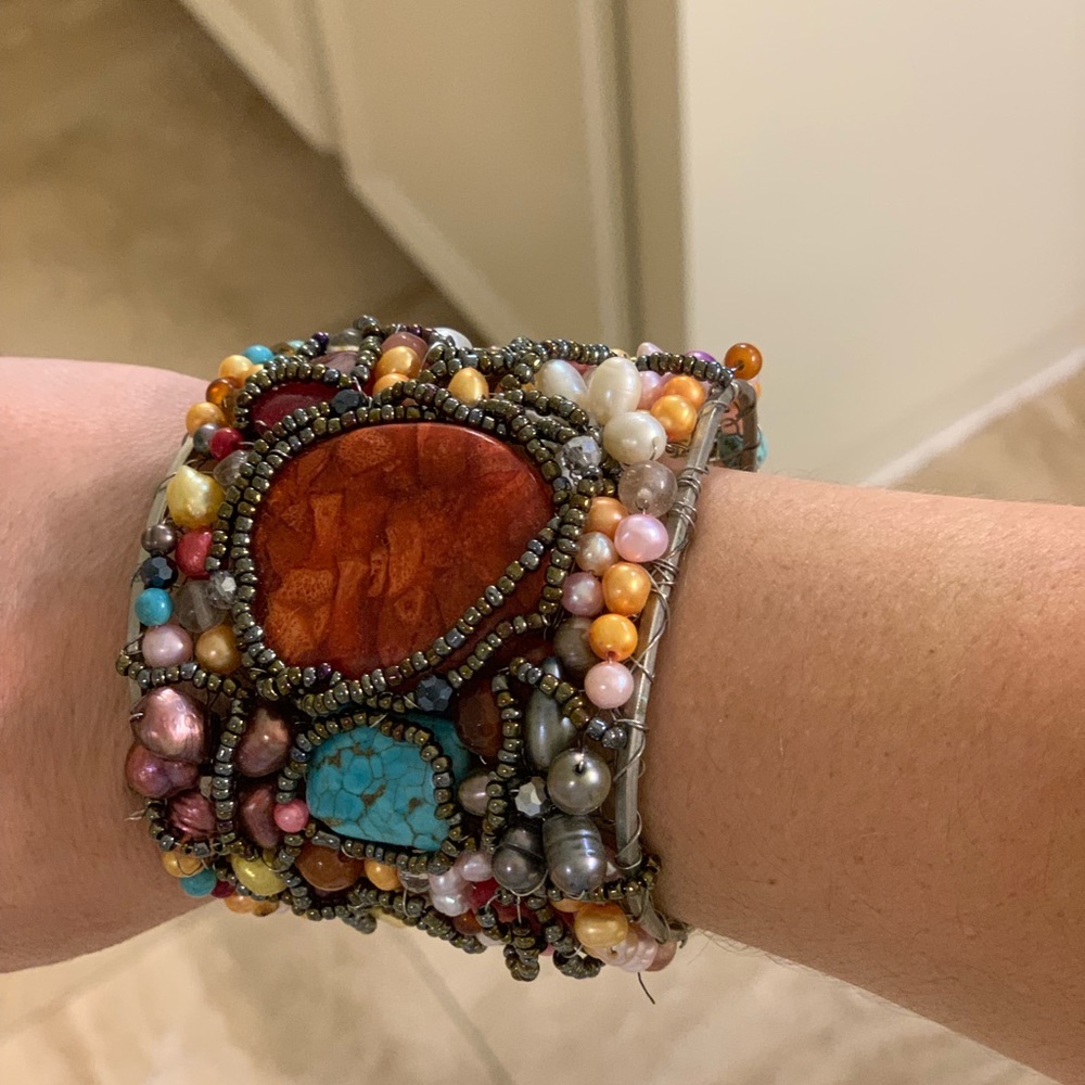 Anthropologie Beaded Boho Cuff